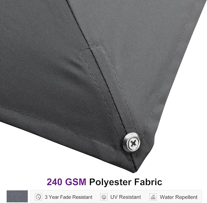 PURPLE LEAF 11 FT Square Patio Umbrella with Base Included Large Outdoor Offset Umbrella with 360-degree Rotation Cantilever Umbrella for Garden Deck Backyard Pool Grey