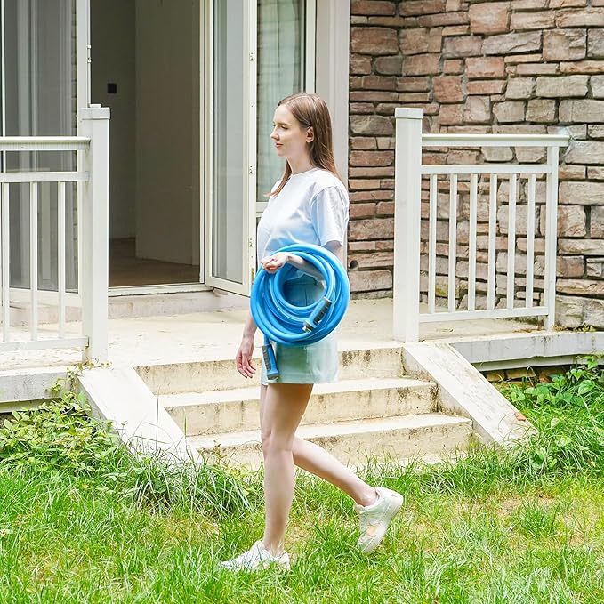 Fevone Garden Hose 55 ft., Lightweight Hybrid Water Hose, Flexible and Durable, Leak-Free Connections