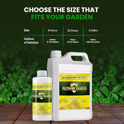 Humboldts Secret Flower Shield | Insecticide, Pesticide, Miticide, Fungicide | Bug Spray for Plants | Spider Mite & Powdery Mildew Control | Indoor & Outdoor | Houseplant & Garden | 32 Ounce