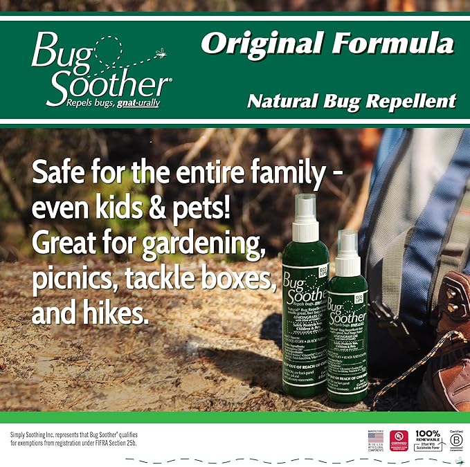 Bug Soother DEET-Free Natural Bug Spray – Non-Toxic Mosquito, Gnat & Insect Repellent, Essential Oil Based, Family & Pet Safe, Smells Great (Lemongrass Vanilla), 16 oz. Refill Bottle