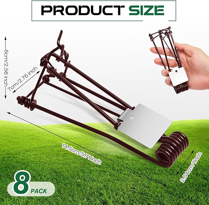 Qualirey 8 Pcs Outdoor Gopher Trap Easy Set Mole Trap Weather Resistant Gopher Killer Vole Killer for Lawn Garden Farm (Coffee)