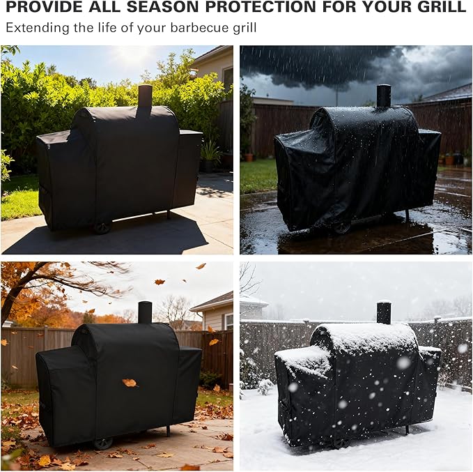Heavy Duty 600D Grill Cover Fits for Royal Gourmet CC2036F CC Series 36-Inch Charcoal Barrel Grill with Offset Smoker Cover