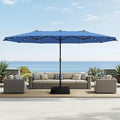 Sophia & William 15 ft Extra Large Patio Umbrella with Solar Lights, Rectangular Outdoor Umbrella with Base Included, Market Umbrella Double-sided Heavy Duty for Pool Garden Backyard, Haze Blue