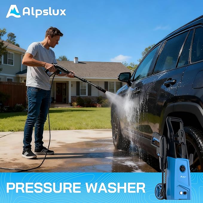 Pressure Washer, Washer with Adjustable Nozzle, Pressure Cleaning Machine with Foam Cannon for Cars, Fences, Driveways, Patios, Home Cleaning