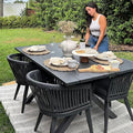 PURPLE LEAF 5 Pieces Outdoor Dining Set with Patio Aluminium Dining Table and Wicker Chairs Modern Furniture Cushions Sets for Backyard Indoor Decor Kitchen Gray