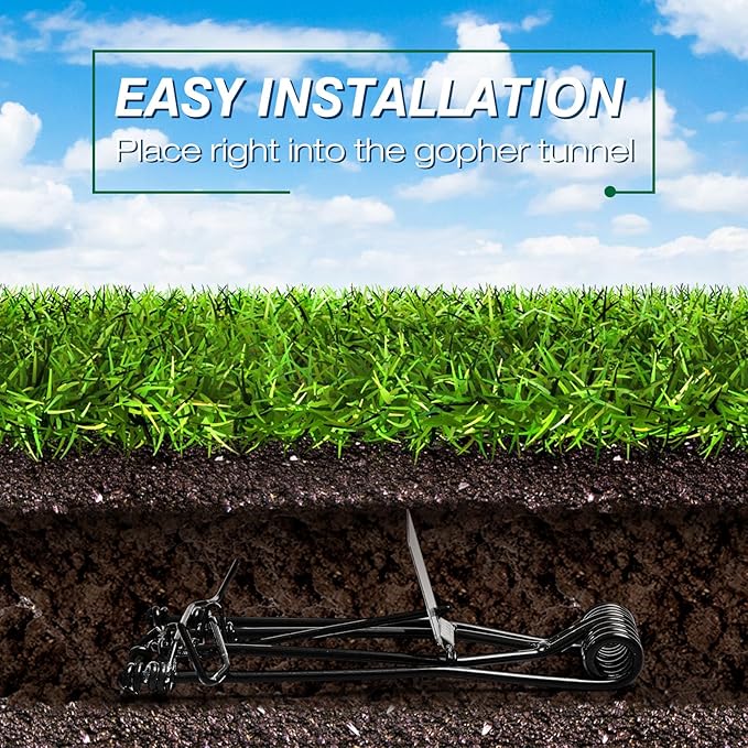 Qualirey 8 Pcs Outdoor Gopher Trap Easy Set Mole Trap Weather Resistant Gopher Killer Vole Killer for Lawn Garden Farm (Black)