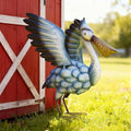 Ultym 18.5" Metal Pelican Yard Decor - Handmade Large Coastal Ocean Bird Sculptures with Stable Ground Stakes, Backyard Decoration, Metal Garden Art