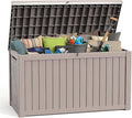 200 Gallon Deck Box Large Outdoor Storage for Patio Furniture,Outdoor Cushions,Garden Tools and Pool，Supplies,Waterproof,Resin,Lockable(Grey)