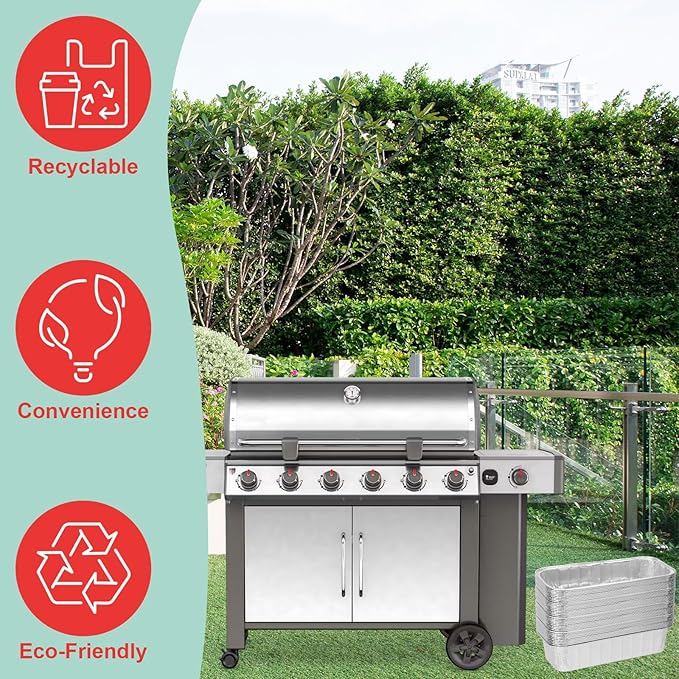 WEBROIL 40 Packs 6498 6417 Grease Catcher Pans for Weber Genesis II 400& 600, Aluminum Foil Tray Liners for Weber 28''/36" Gas Griddle, for Weber 400/600 Summit Series Smokefire Ex6 EpX6 Ex4 Gas Grill