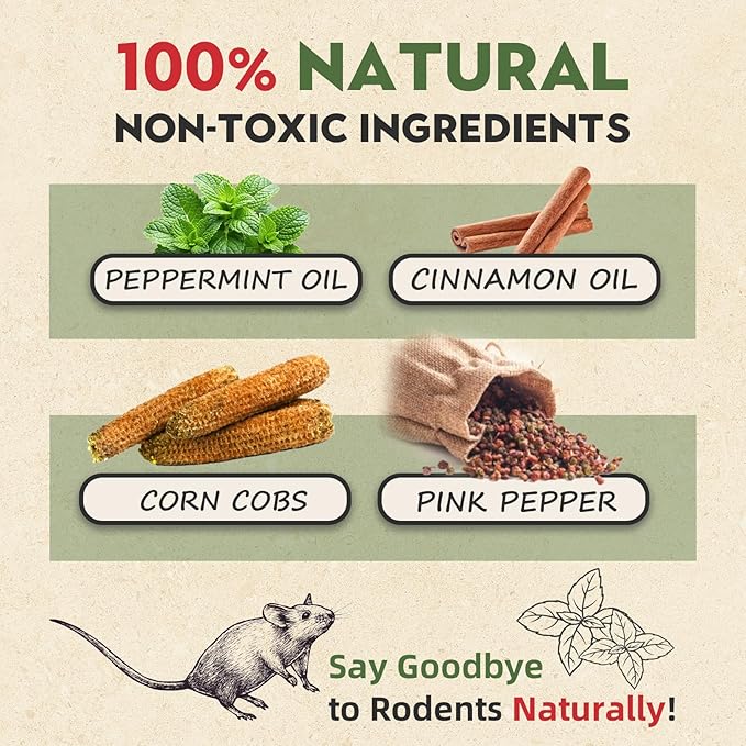 Mouse Repellent, Peppermint Oil Mice Repellent for Rats & Squirrels, Long-Lasting Natural Pest Deterrent for Indoor, Outdoor, Car Engines, Safe for Family & Pets, (80 Pack)