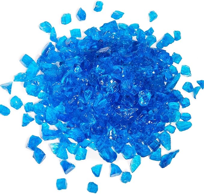 GASPRO 10 lbs Fire Glass for Propane Fire Pit, 1/2-Inch Decorative Fireplace Glass Rocks for Fire Pit Table, Turquoise