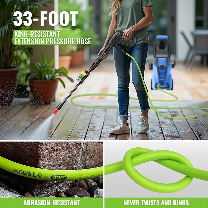 Imdot Electric Pressure Washer 5000 PSI 3.8GPM Power Washer with 33FT Hose and 4 Nozzles for Cars/Fences/Driveways/Home/Patios Cleaning, Blue
