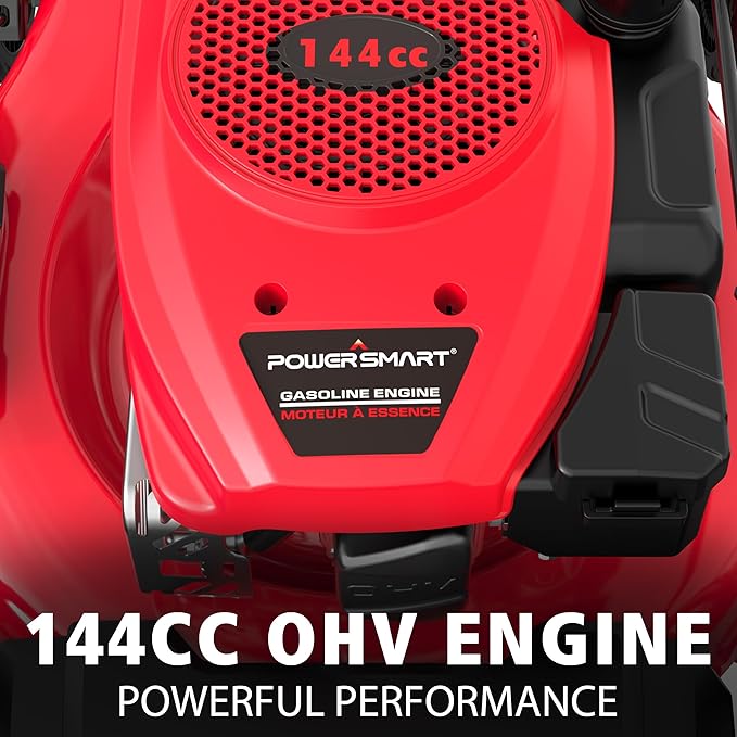 PowerSmart Gas Push Lawn Mower 21" with OHV 144cc Engine, 2-in-1 Mulching and Side Discharge,6 Height Adjustments Easy Assembly & Lightweight, Cordless Push Lawn Mowers for Garden Yard