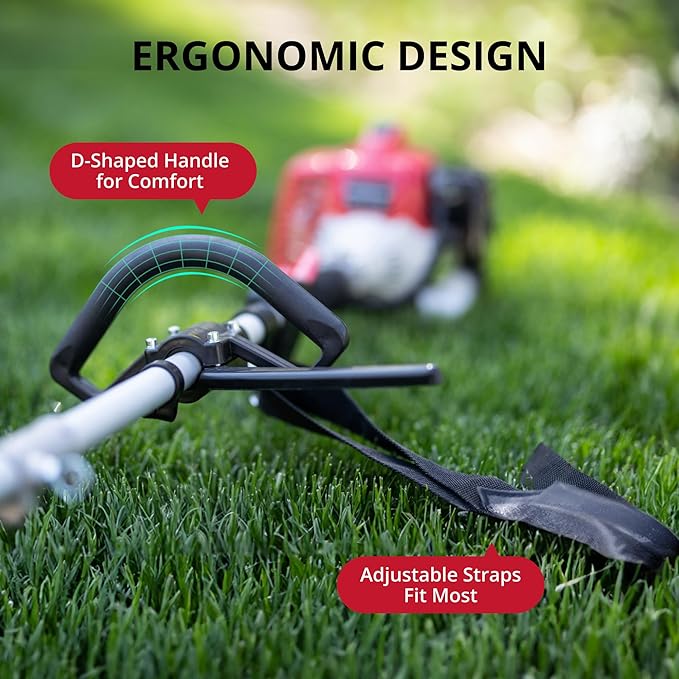 2-in-1 Gas Brush Cutter & String Trimmer, 26cc 2-Cycle Weed Wacker with 16" Cutting Path & 10" Metal Blade, Gas Powered Grass Trimmer for Thick Brush, Overgrown Weeds & Lawn Maintenance