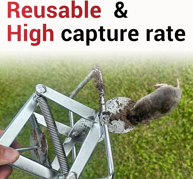 Upgraded Mole Trap Scissor, Mole Traps for Lawns That Kill Best, Easy Step Setup