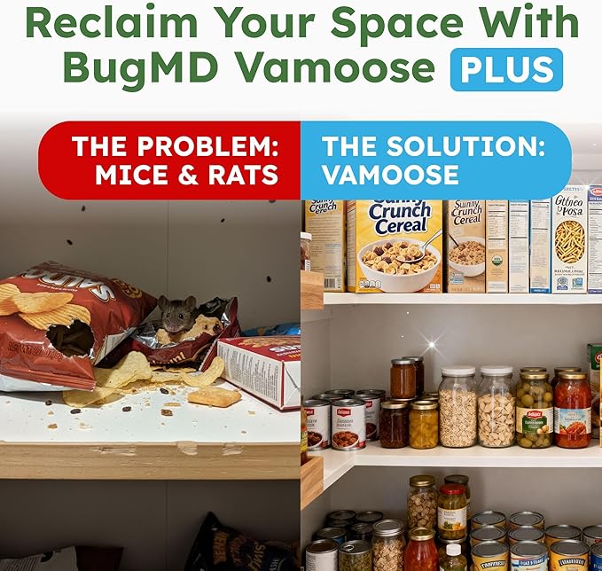 BugMD Vamoose Plus Peppermint Oil Mouse Repellent Pouches | Natural Mice Repellent Indoor & Rat Deterrent for House, Garage, RV, Car & Storage | Plant-Powered Rodent Control - 1 Pack - 4 Pouches