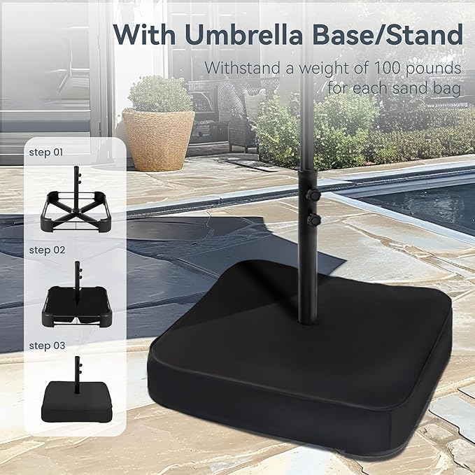 PHI VILLA 15ft Large Patio Umbrellas with Base Included, Outdoor Double-Sided Rectangle Market Umbrella with Crank Handle, for Pool Lawn Garden, Blue