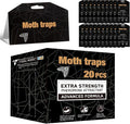 Upgraded Moth Traps, 20Pack Double Potent Pantry & Clothes Traps with Pheromones Prime, No Toxic & Odorless Meal Moth Trap, Organic Sticky Moths Balls Repellent with Lure for Closet, Kitchens