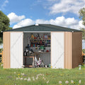 AECOJOY 8' x 10' Outdoor Storage Metal Shed, Steel Yard Garden Sheds & Outdoor Storage Clearance with Design of Lockable Doors, Utility and Tool Storage for Garden, Backyard, Patio, Outside use