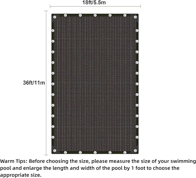 18x36 FT Pool Leaf Net Cover for Inground Pools, Rectangle Pool Net Cover for Above Ground Pools, Swimming Pool Accessories for Pool, Multi-Function Sun Shade for Patio, Garden