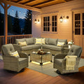 HOOOWOOO Outdoor Sectional Patio Furniture Set,9 Pieces Wicker Conversation Sets L Shaped Couch,Extra Deep Out Door Sofa Outside Furniture with Swivel Rocking Chairs,Charcoal Gray