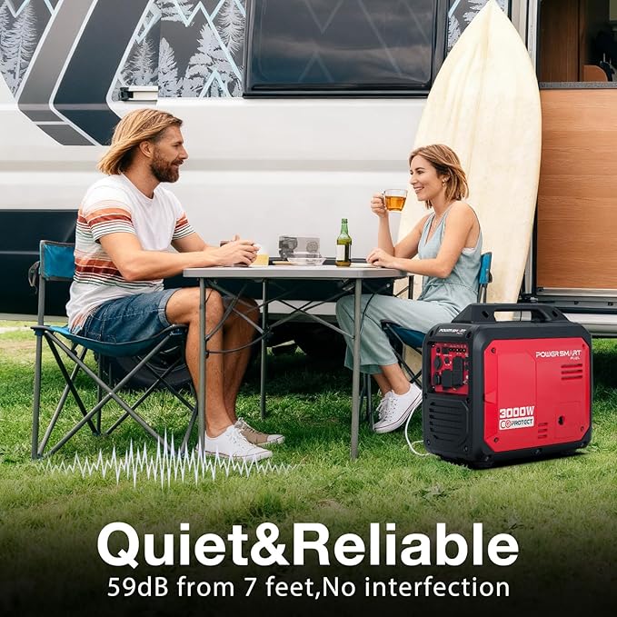PowerSmart 3000-Watt Portable Inverter Generator, CO Protect Super Quiet for Camping Home Backup Use