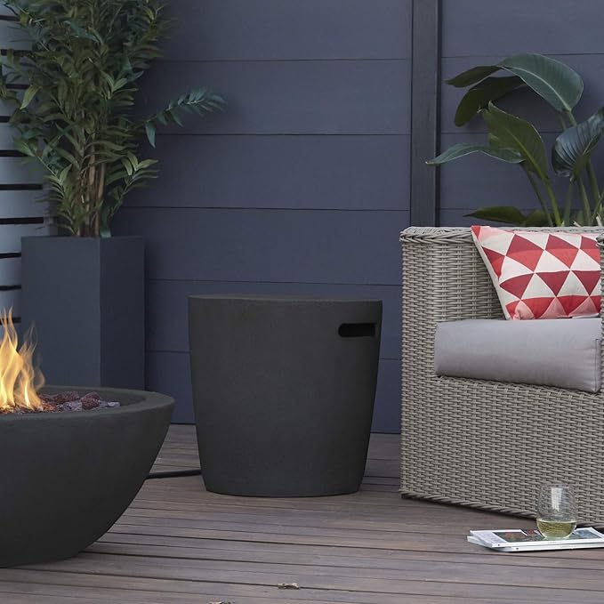 Real Flame Riverside Propane Round Tank Cover, Conceals a 20lb Tank - Lightweight, Weather, Sun & Rust Resistant