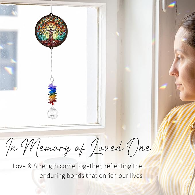 GIFTELIX Memorial Suncatcher - Tree of Life Ornament - Sympathy Gift for Loss of Loved One - Bereavement Gifts - Condolence Gift - Memorial Rainbow Maker - Remembrance Ornament - Funeral Keepsake