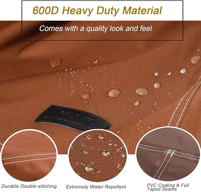 NettyPro Fire Pit Cover Square Waterproof Outdoor Firepit Cover for Gas Propane Fire Pit Table, 32 x 32 x 24 inch, Brown