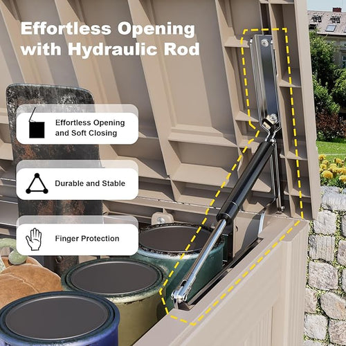 180 Gallon Deck Box Large Outdoor Storage for Patio Furniture,Outdoor Cushions,Garden Tools and Pool Supplies,Waterproof,Resin,Lockable(Grey)