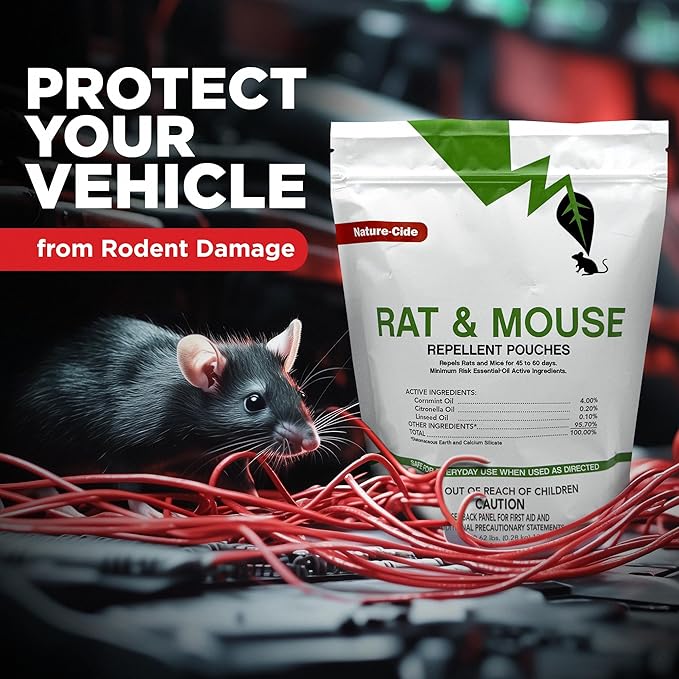 Nature-Cide Rat & Mouse Repellent | Long-Lasting, Plant-Based Pouches | Great Alternative to Moth Balls | 45–60 Day Protection | Mint Scent | Covers 300 Sq. Ft. Total (Pack of 12)