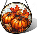 DASTOLL Stained Glass Window Hanging, Pumpkin Maple Leaf Suncatcher for Doors Home Sun Catchers Decoration and Christmas, Mother's Day Birthday Gifts for Women, Men, and Mom 9.8 in