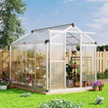 6x8 FT Greenhouse - Large Aluminum Greenhouses for Outdoors, Heavy Duty Polycarbonate Greenhouse with Roof Vent&Ground Nails, Walk-in Green Houses for Garden, Backyard, Patio, Easy Assembly