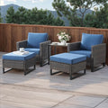 HUMMUH 5 Piece Patio Furniture Outdoor Bistro Set All-Weather Wicker Outdoor Chairs with Ottomans End Table for Patio,Porch,Garden,Backyard