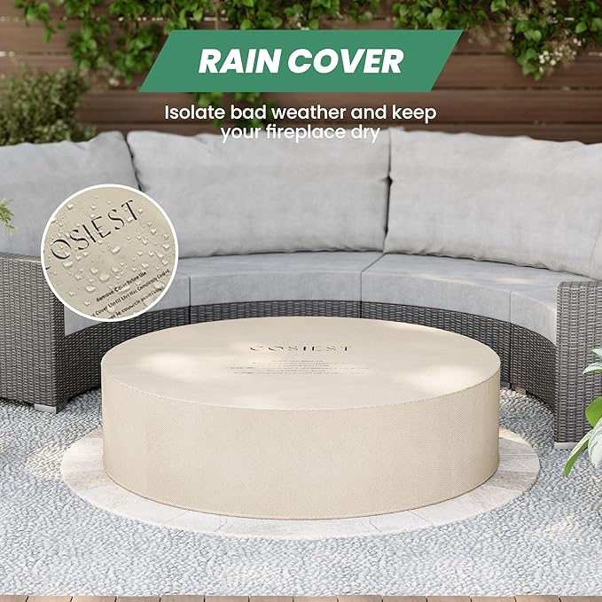 COSIEST Outdoor Propane Fire Pit Coffee Table w Dark Bronze 42 inch Round Base Patio Heater, Certified, 50,000 BTU Stainless Steel Burner, Free Lava Rocks, Waterproof Cover
