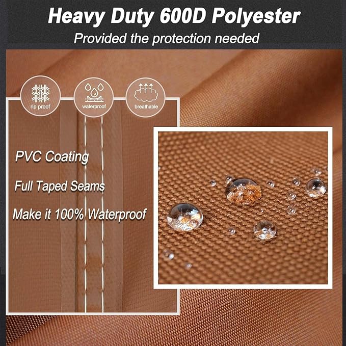 NettyPro Fire Pit Cover Square Waterproof Outdoor Firepit Cover for Gas Propane Fire Pit Table, 36 x 36 x 24 inch, Brown