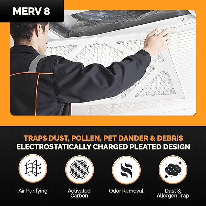 Tiger Tough 18x18x1 Air Filter MERV 8 MPR 600-800, High-Performance Pleated HVAC AC Furnace Filter Replacement for Home, 12-Pack