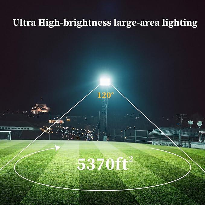 2 Pack 200W LED Flood Lights Outdoor Plug in,25000 LM Super Bright Outdoor Stadium Lights, IP66 Waterproof 6000K Daylight White Security Lights,Floodlights for Garage,Yard,Garden,Playground,Patio