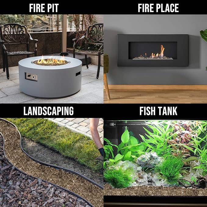 Skyflame High Luster 10-Pound Regular Fire Glass for Fire Pit Fireplace Garden Landscaping Bronze 1/4" Size