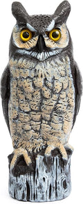 Dalen Large Fake Owl Decoy to Scare Birds Away - 16 in Hand-Painted Great Horned Owl Garden Scarecrow for Natural Pest Control - Fixed Head Design - Secure Upright by Filling with Sand/Gravel Only
