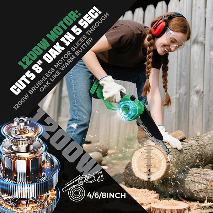 2-in-1 Electric Pole Saw for Tree Trimming, Cordless Polesaw & 8'' Mini Chainsaw with Extension Pole, Handheld Chain Saw with Rechargeable Batteries as Christmas Gifts for Wood Ranger,Senior,Women