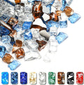 GRISUN Fire Glass Mixed Color for Fire Pit - 1/2 Inch 10 Pounds Reflective Tempered Glass Rocks for Natural or Propane Fireplace, Safe for Outdoors and Indoors, Pacific Blue, Copper, Ultra White