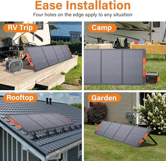 200W Foldable Solar Panel, Monocrystalline Solar Panel, Waterproof ETFE Surfaces (IP67), 24% Conversion Rate, Includes 4-in-1 MC4s Adapter Cable, Ideal for Powers Stations, RVs, Hiking, Camping