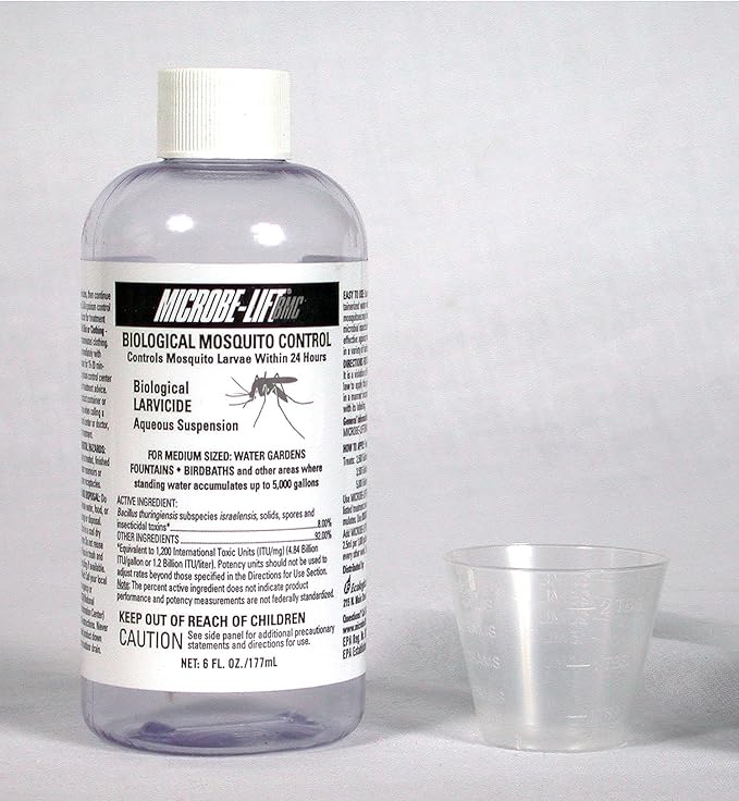 MICROBE-LIFT BMC Biological Mosquito Control, Liquid Treatment for Medium-Sized Decorative Water Gardens Up to 2,000 Gallons, Fountains and Ponds, 6 Fluid Ounces