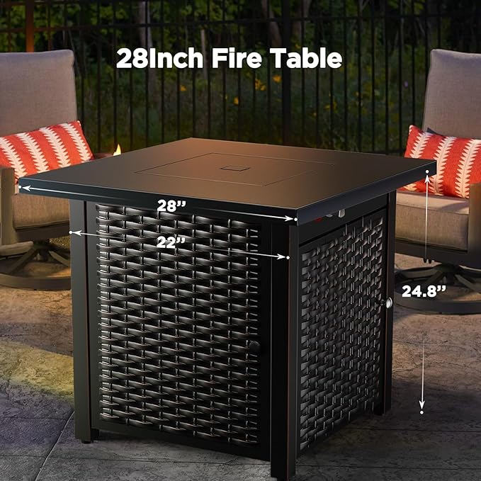 Ciays 32-Inch Propane Fire Pit, CSA-Listed Outdoor Gas Fire Pit – 50,000 BTU Steel Fire Pit Table with Lid, Adds Warmth & Ambience to Gatherings & Parties on Patio, Deck & Garden, Black