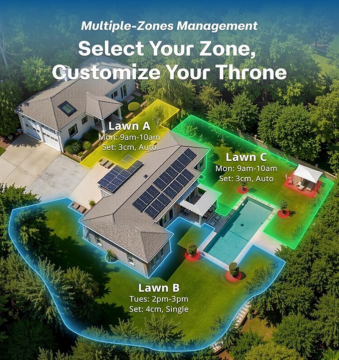 T1200Pro Wire-Free Robot Lawn Mower with RTK Extension Cable, Automatic Robot Mower for 0.37 Acre, RTK+Vision, AI Obstacle Avoidance, Adjustable Cutting Height Multi-Zone Mowing Robotic Mower