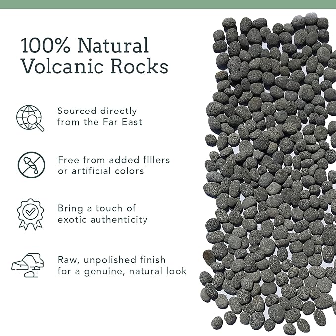 Black Lava Rocks for Fire Pit - 2 to 3 inch - 10 lbs - Gas Fireplace Rocks - Decorative Lava Stone for Indoor & Outdoor Gas Fireplace