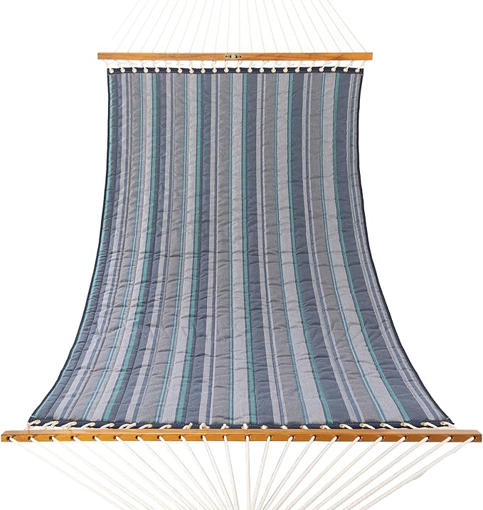 Original Pawleys Island Large Trusted Coast Sunbrella Quilted Hammock – 13 ft. x 55 in., 2-Person, 450 lb Capacity, Oak Spreader Bar, Handcrafted in The USA