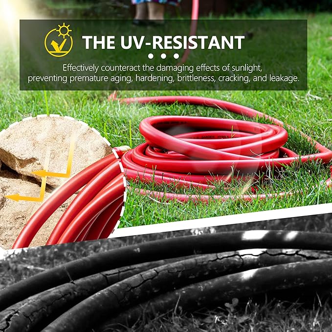 5/8" Garden Hose 100ft, -40℉ To 190℉ Hot/Cold, Heavy Duty,Flexible, 300psi Working, 1000psi Burst, 3/4" Brass Fittings with Hose Protector Coil Spring for Outdoor,Yard, Farm
