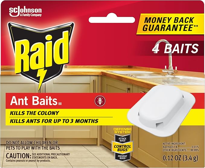 Raid Ant Killer Baits, For Household Use, Kills the Colony, Kills Ants for 3 Months, Child Resistant, 4 Count